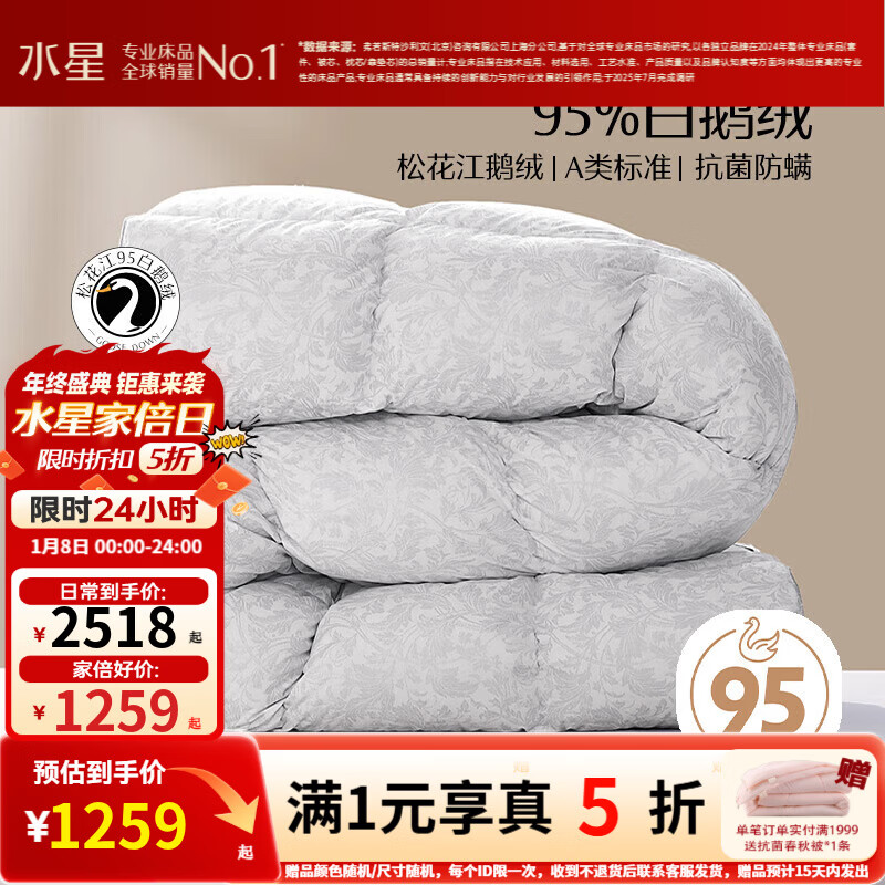 ˮ�ǼҷĶ��ޱ��ɻ���95%���ޱ��׶������ޱ�������о����Ӽ�˫�˱��� ���ߡ��ɻ����׶��ޡ� 150x210cm(����1.2�״��׼��� 1259Ԫ