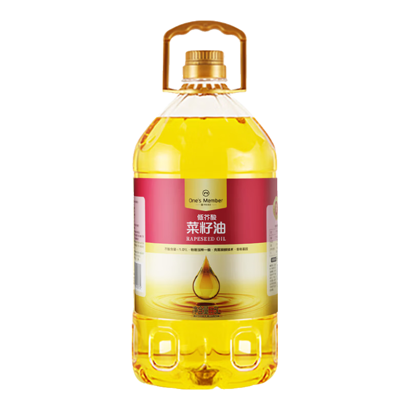 1号会员店【保真菜籽油】压榨一级低芥酸菜籽油 充氮锁鲜 食用油 5L