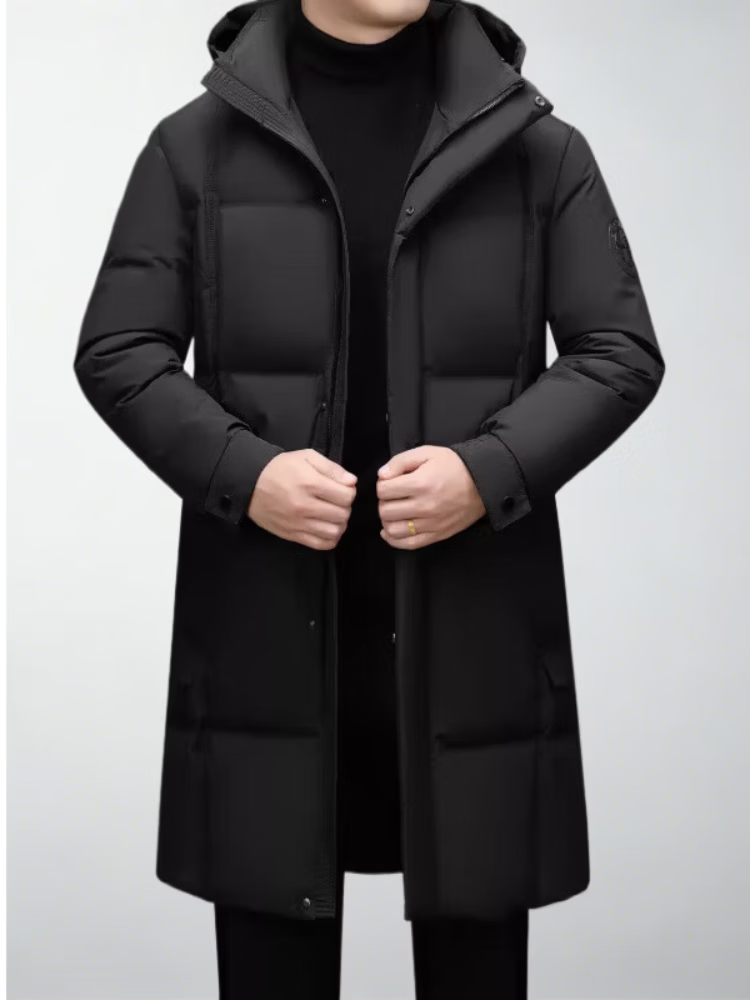 LILANG利郎冬季长款羽绒服男加厚保暖外套防寒鸭绒服防风爸爸冬装 黑色 L 175 110-130斤