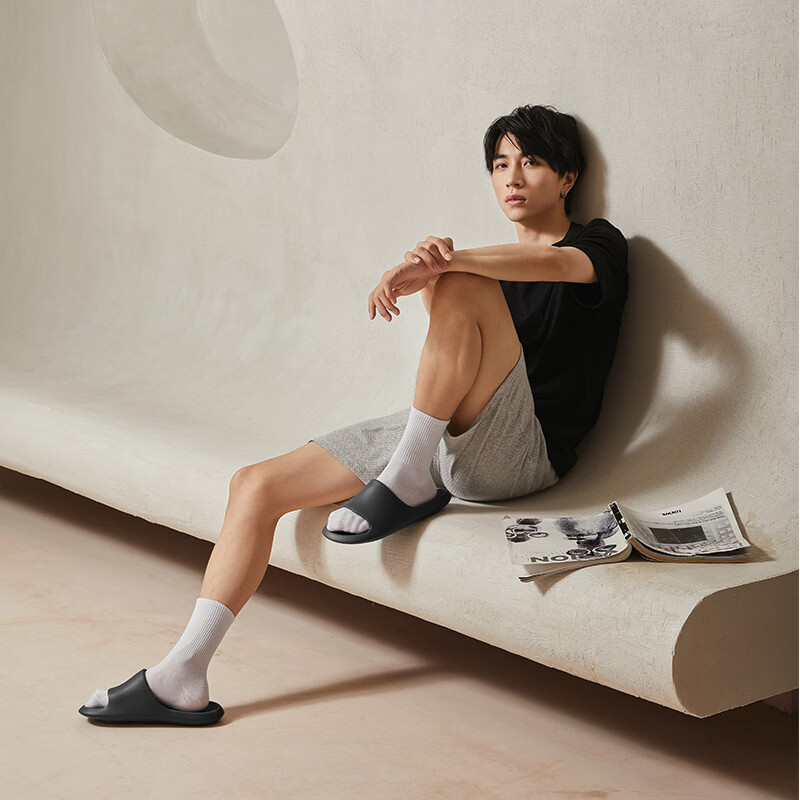 朴西香蕉船凉拖鞋男士夏季新款浴室防滑家用室内拖鞋外穿情侣 深灰 42-43