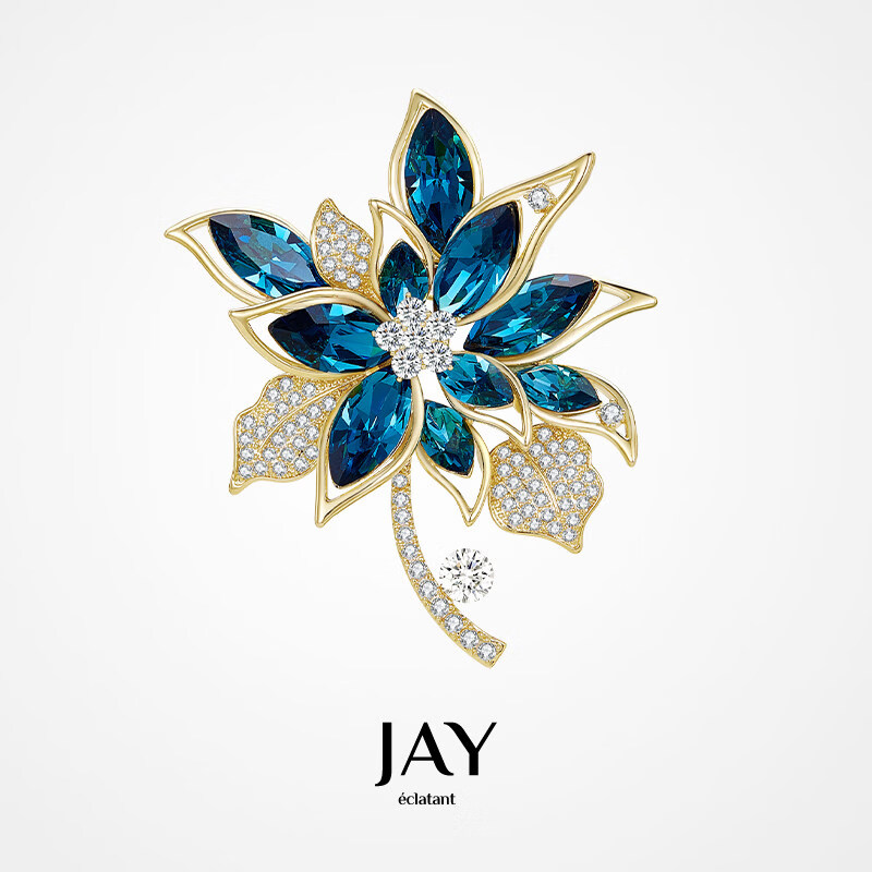 Jay女士胸針配大衣西裝配飾復(fù)古藍(lán)色別針胸花媽媽生日禮物 復(fù)古藍(lán)