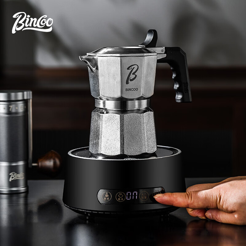 Bincoo三阀摩卡壶316不锈钢家用小型双阀煮咖啡壶意式咖啡机套装 316不锈钢摩卡壶01款-2人份-5件套