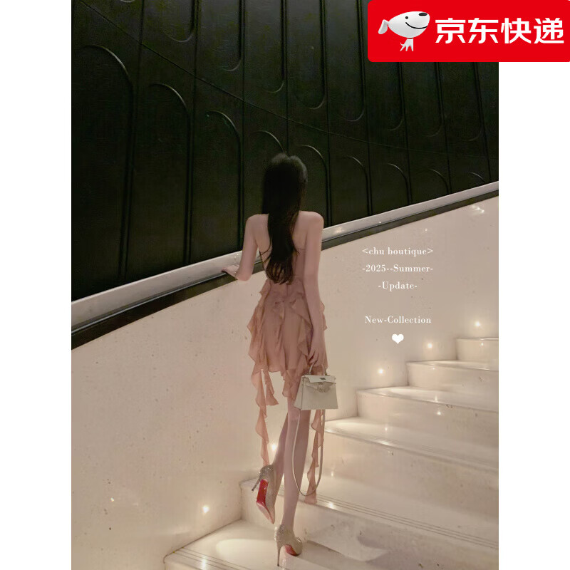 CHUUCHU小初氛圍感女神裙抹胸連衣裙巨美裙擺會說話 奶茶裸_現(xiàn)貨 XS