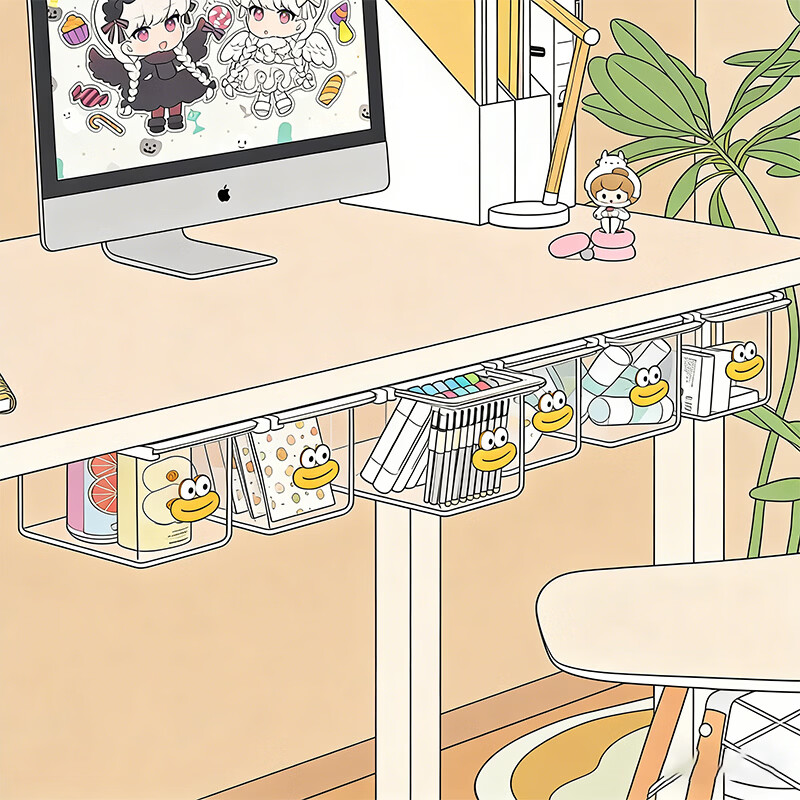 尔思家桌下置物架抽屉式挂篮工位收纳悬挂宿舍办公桌整理盒杂物放置神器 抽屉式收纳盒 1个装【送大嘴贴纸*1】