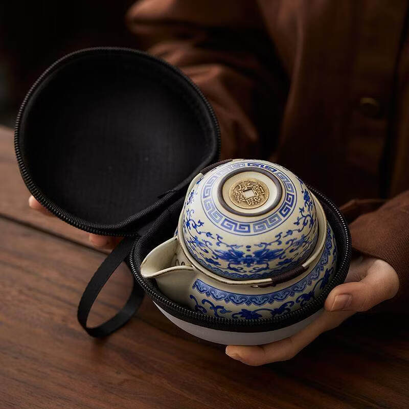 青花汝窑手抓壶盖碗茶杯大号家用防烫泡茶壶功夫茶具 （单壶）缠枝莲汝窑绑绳手抓壶 201mL(含)-300mL(含)