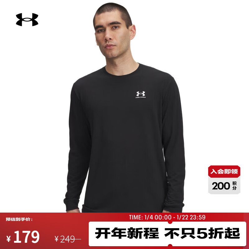 安德玛（Under Armour）UA秋冬Icon男子宽松运动休闲长袖T恤6005114 黑色001 L
