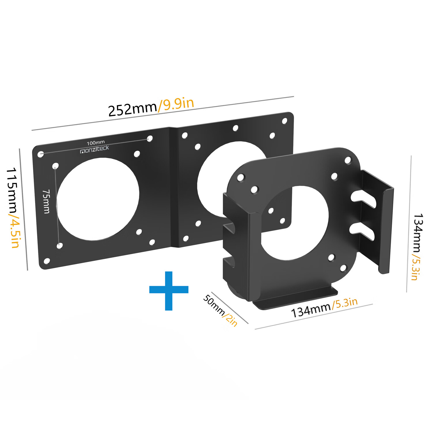 美易支Mac mini M4显示器安装支架+转接头延长板套装组合金属节约空间带螺丝 黑色