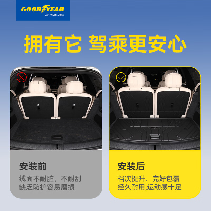 固特异(Goodyear)高边TPE汽车脚垫适用于蔚来乐道L90/L60/L80后备箱垫车垫防护配件 乐道L60 全TPE后备箱垫 24-26款