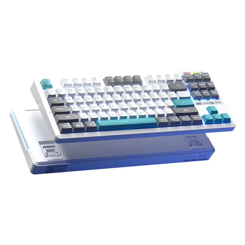 凌豹K87旗舰版三模无线蓝牙客制化机械键盘RGB灯效宏编程Gasket结构全键热插拔灯塔键帽10000mAh K87 晴山蓝-赤兔轴pro-8000mAh