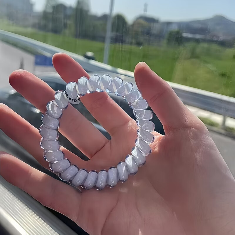 TELETIES发圈美国电话线头绳【L号系列】泰莉圈发饰发绳手环TT发圈高级感 水洗蓝L码2条