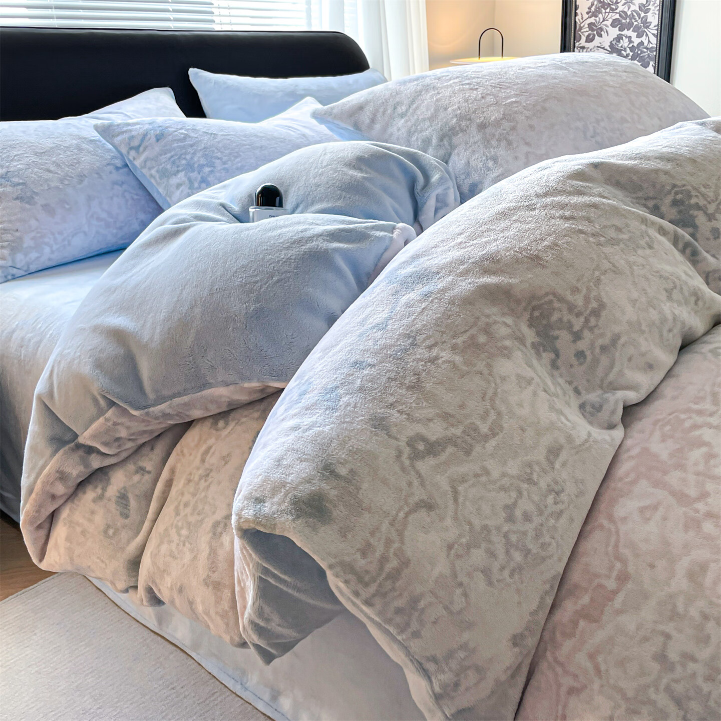 途波列加厚四件套牛奶绒保暖冬季被套床单套件加绒四件套 Bzh珊瑚海-北欧蓝 1.8床 床单款 (被套200*230cm) 套件