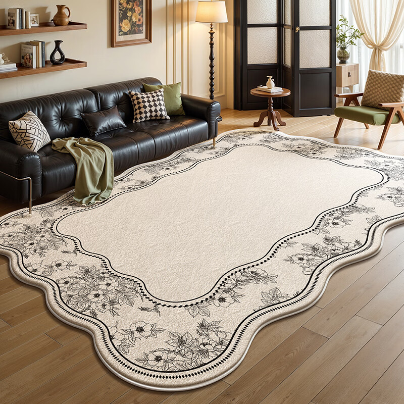 Y U-LIVE地毯客厅异形2026新款中古风免洗可擦不规则法式复古地垫沙发 S仿羊绒-夜露鸢尾 定制请联系客服【享优惠】