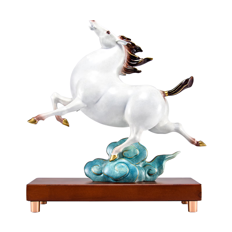 铜一家铜马摆件纯黄铜马到成功马上高升生肖马客厅玄关办公室装饰 【马上高升-白色】彩铜热着色