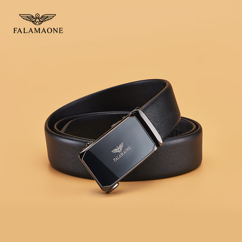 FALAMAONE法莱阿玛尼皮带男款头层软牛皮2026新款真皮100男士裤腰带男礼物 京仓直发，枪色内扣款/细纹【专柜礼盒】 120cm 改尺寸联系客服或下单备注