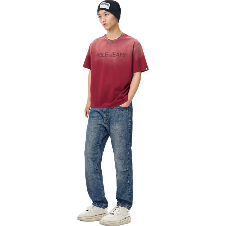 ABLE JEANS 【直筒滑板褲】25新款男士寬松休閑百搭彈力牛仔褲潮流長褲 工裝藍(lán) 29 /32（60-65kg）