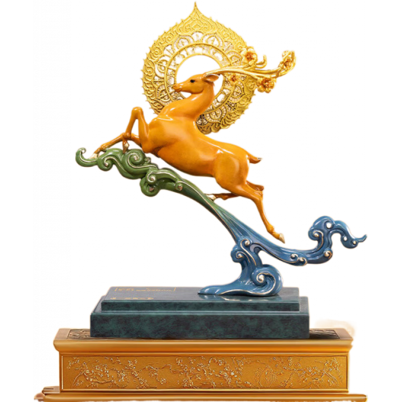 朱炳仁朱秉仁銅X敦煌藝術(shù)研究院依律青云飾品客廳桌中式家裝 一鹿青云