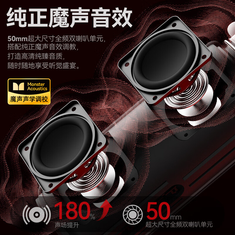 魔声（Monster）M19旗舰款 蓝牙音响 便携音箱 户外防水 高保真音响 声学小钢炮 低音炮 登山秋游款 黑金色【限定晶冠流光演奏家-串联】