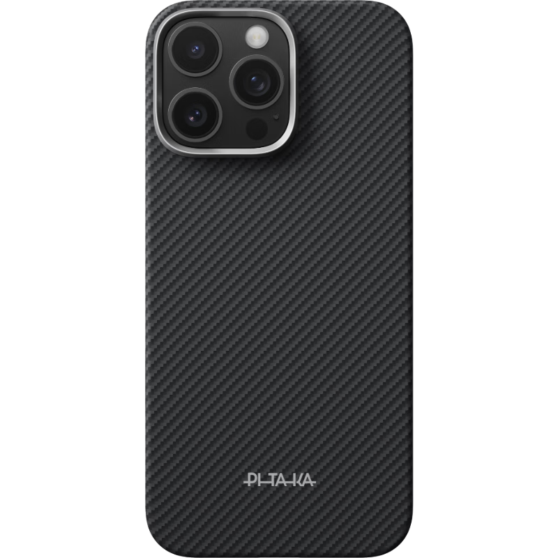 PITAKA【相机按键全包】适用苹果iPhone16Pro手机壳MagSafe磁吸凯夫拉芳纶高级超薄全包保护套 黑灰