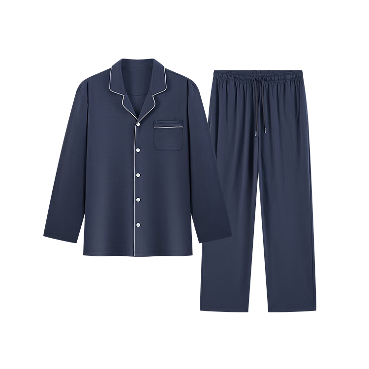 京东京造【节日礼盒】26新款桑蚕丝棉男睡衣春夏季男士睡衣情侣款灰色XL