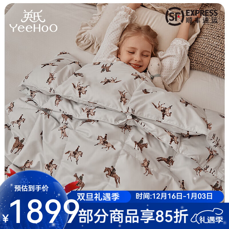 英氏（YEEHOO）婴童秋冬被可机洗鹅绒四季被羽绒蚕丝二合一子母被四季被 勇敢骑士 羽绒母被（建议室温10-18℃） 100*120cm