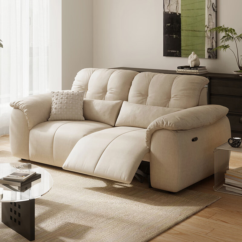 林氏家居全拆洗电动功能沙发客厅2025新款零靠墙功能沙发家具林氏木业G636 2.12米|贝母白|左电动位|猫抓布