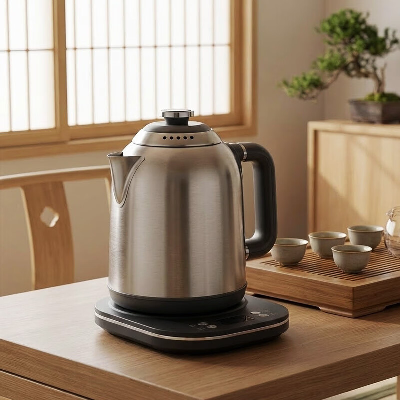 益武纯钛烧水壶家用多功能煮茶壶变频恒温防干烧大容量不锈钢煮茶炉 304不锈钢 1.8L