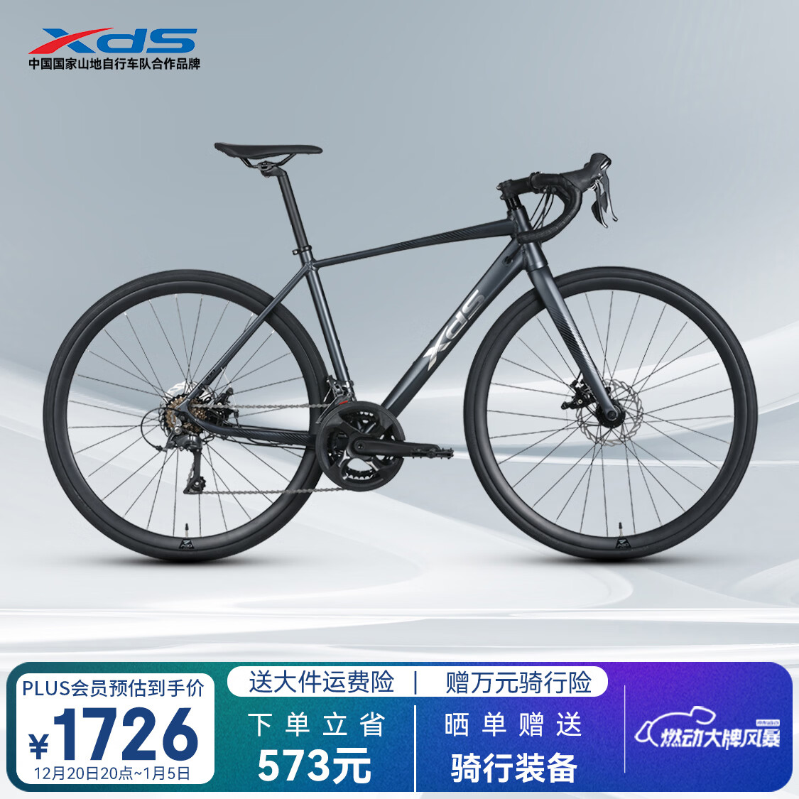 xds公路自行车2025款RC300碟刹走线车架 16速 灰黑色 440MM