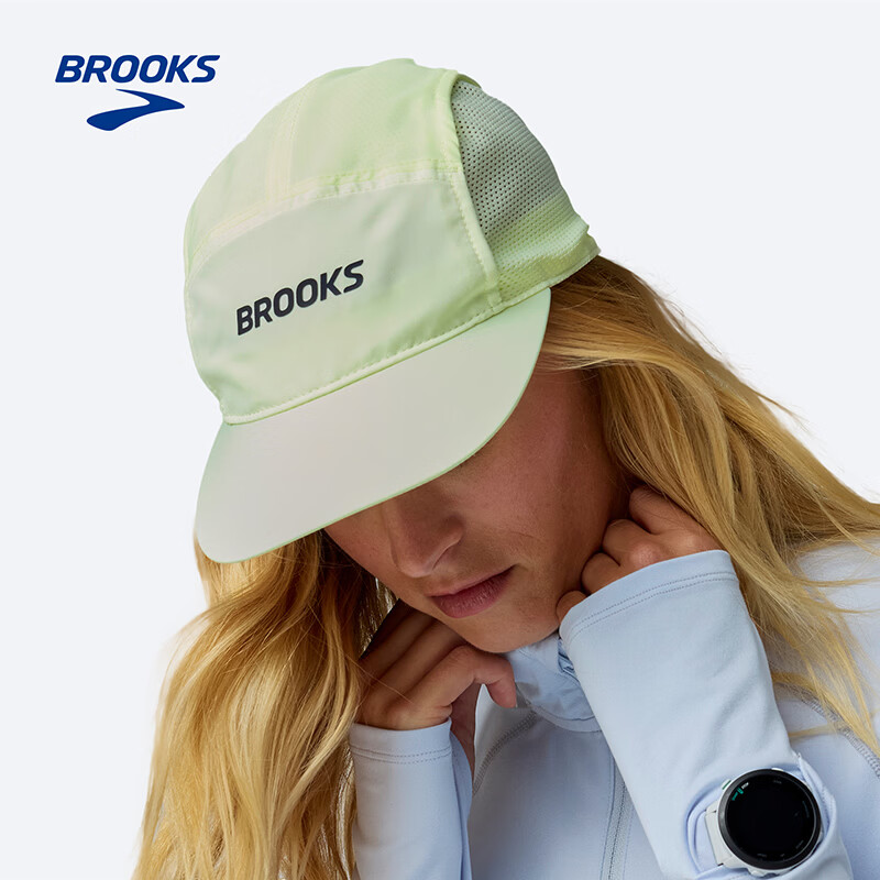 布鲁克斯（BROOKS）男女通用专业跑步运动帽舒适透气 淡綠光 L/XL