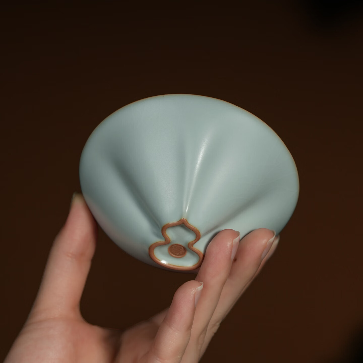 青澹汝窑茶杯品茗茶碗主人杯汝瓷陶瓷手工天青色景德镇仁慈佑物乾坤杯 乾坤杯约85ml  开片可养