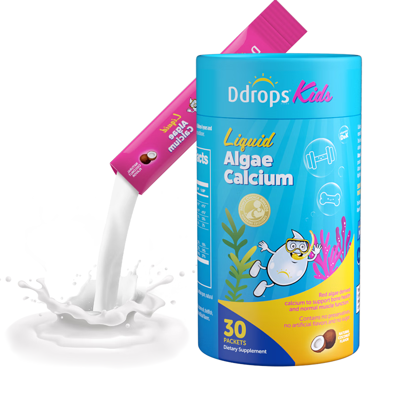Ddrops滴卓思 红海藻钙镁锌婴幼儿童液体钙 添加维生素d3+K2  30条/罐