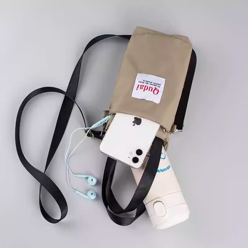 映棠【甄选百货】保温杯套斜挎便携手拎水壶包焖烧杯套通用大号手提水 斜挎款-牛油果绿(有拉链前袋)