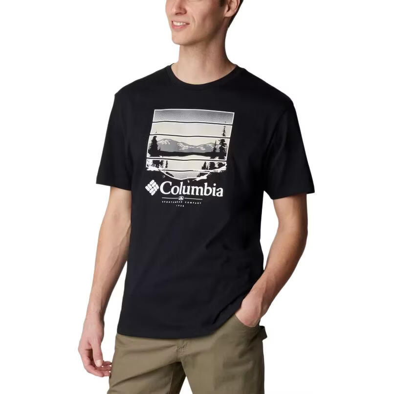 哥伦比亚（Columbia）字母Logo印花运动休闲圆领短袖T恤男款黑色 黑色 M