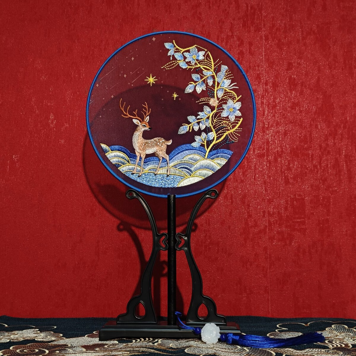 中掌柜新款团扇古风扇子苏绣双面绣中式喜扇高级刺绣蝴蝶圆扇舞蹈扇