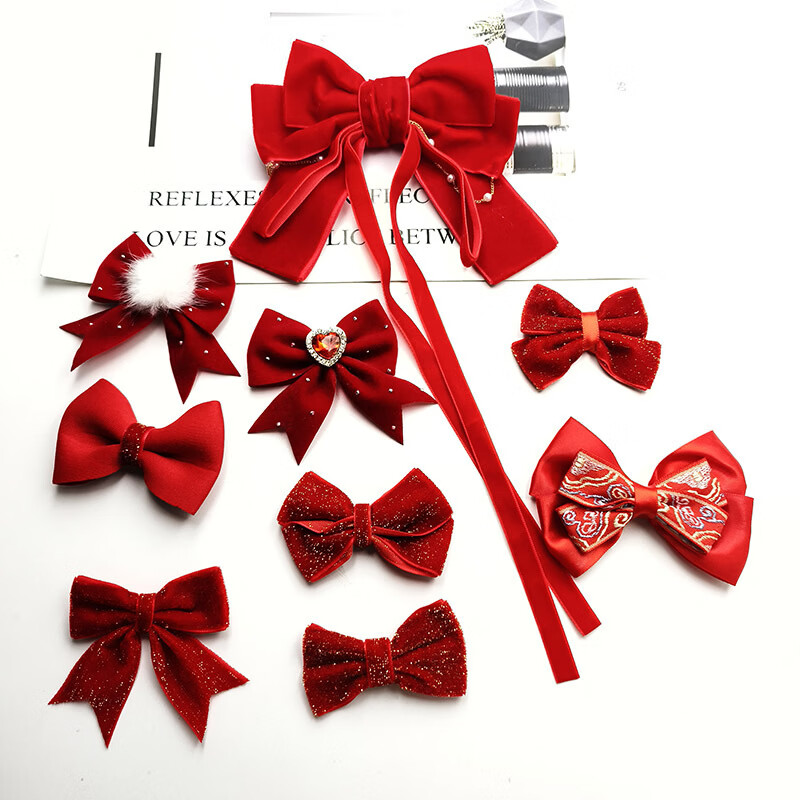 【严选】新款圣诞新年系列布艺貂毛蝴蝶结儿童头饰配件diy服装包 1