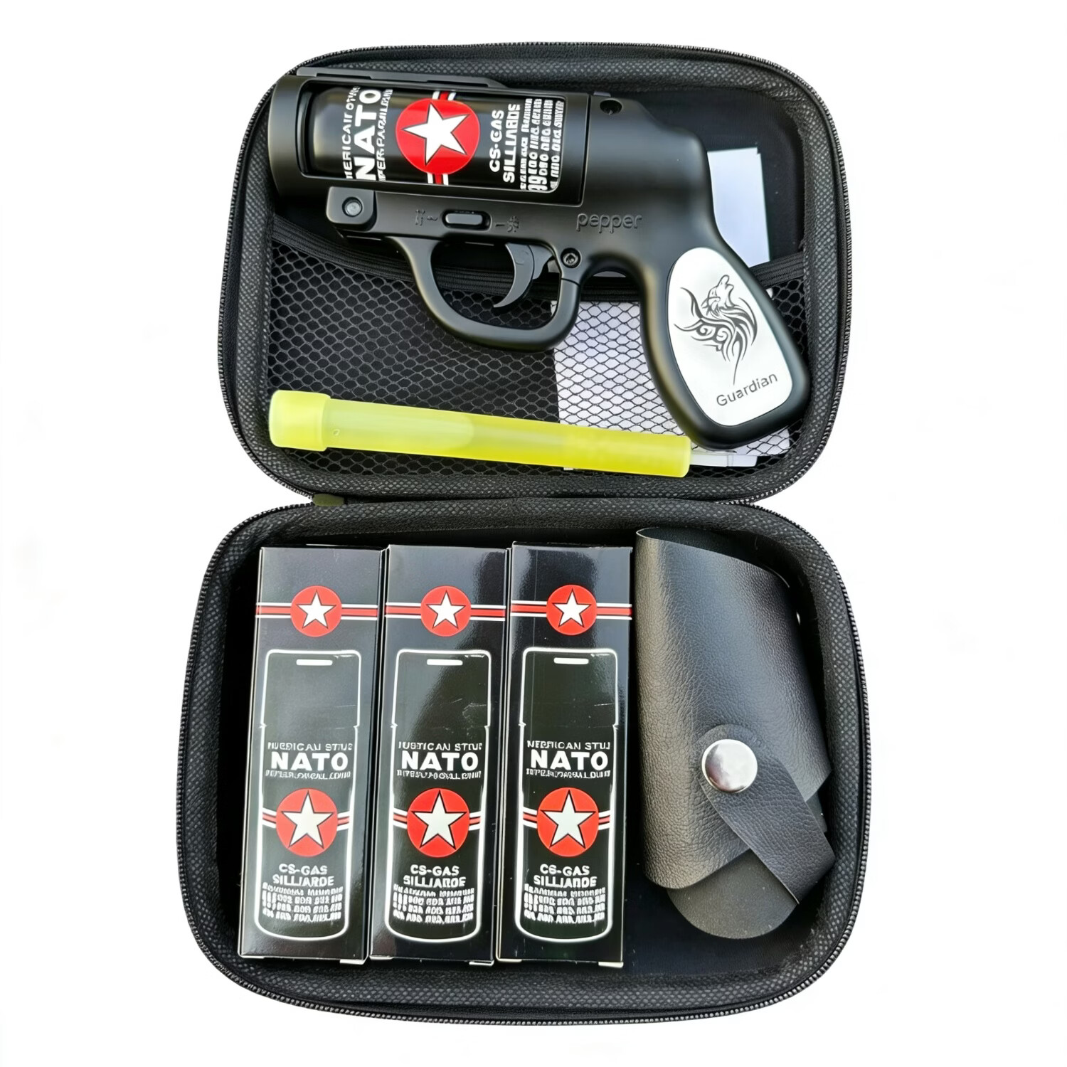 全金属浓缩辣素K29防熊驱狗合法随身户外多功能高强度防护黑科技 黑色金属主机+3大罐+皮套+收纳包