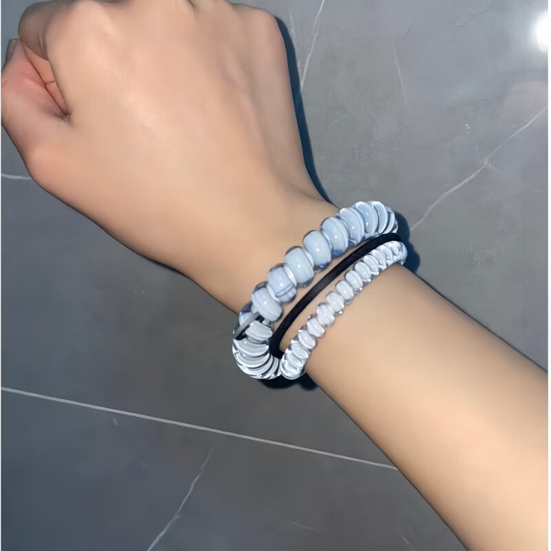 TELETIES发圈美国电话线头绳【L号系列】泰莉圈发饰发绳手环TT发圈高级感 水洗蓝L码2条