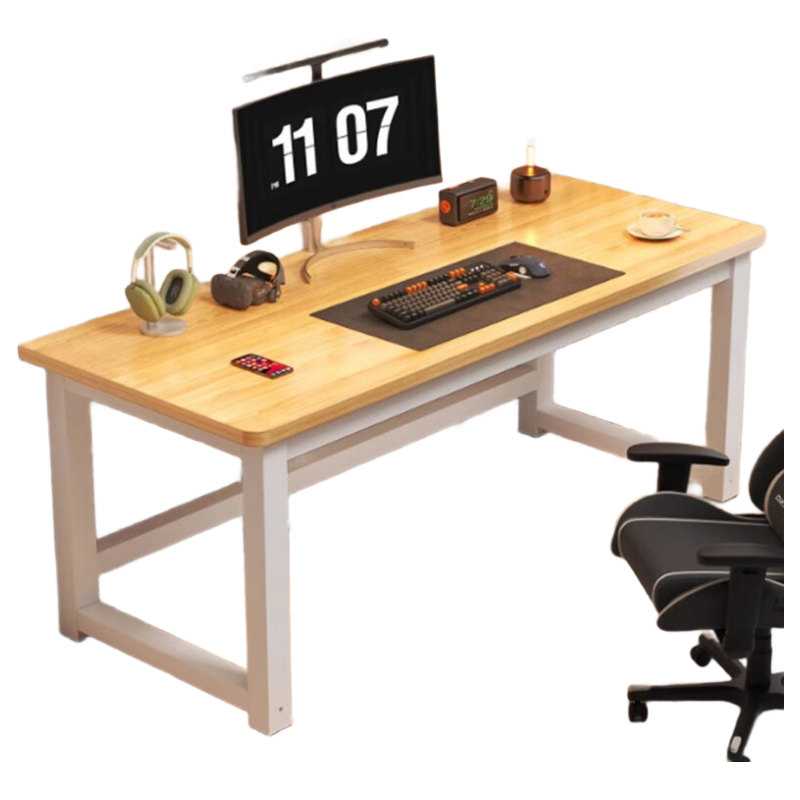 百目源（BAIMUYUANN）书桌家用学生学习双人电脑桌长方形简易出租屋窄桌靠墙长条桌 浅木纹色 80*40