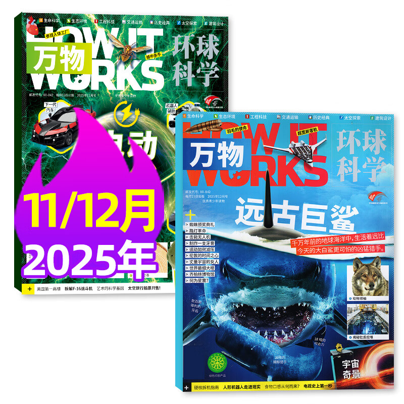 万物杂志2025年1-12月现货/2026全年/半年订阅 8-15岁青少年版送音频环球科学How it works中文版科普百科期刊中小学生阅读过刊K 现货【共2本】25年11/12月