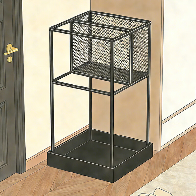 尔思家雨伞收纳架家用门口放伞桶置物架夹缝放伞神器入户门口铁艺沥水架 黑色