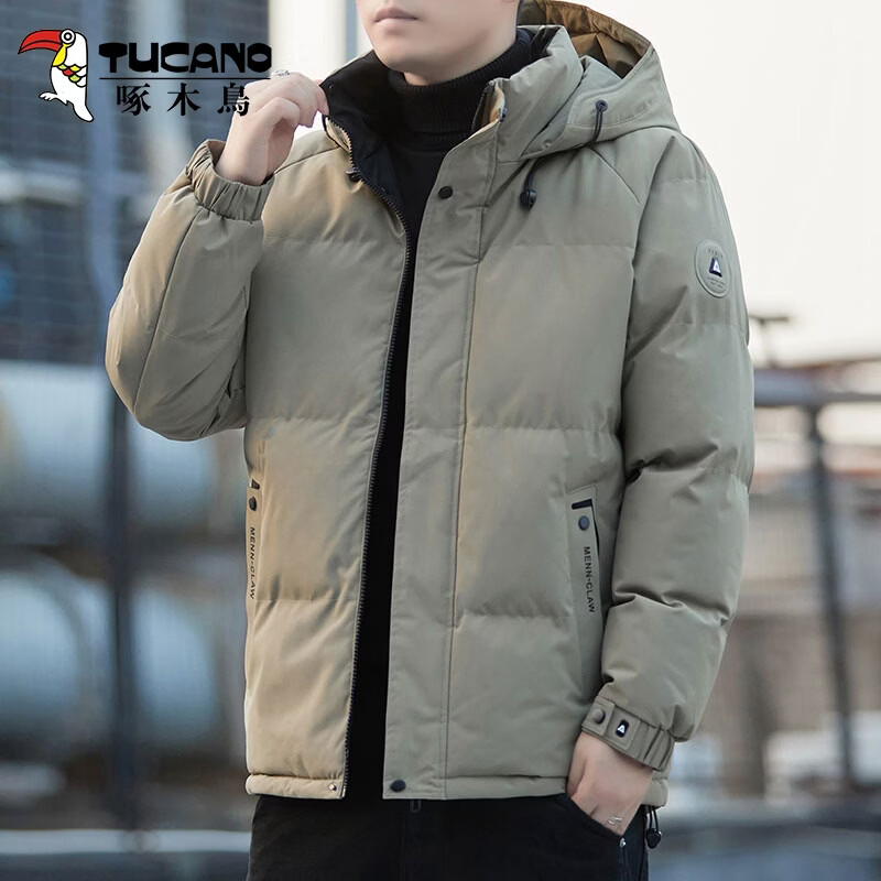 啄木鸟（TUCANO）棉衣外套男秋冬季新款加厚保暖棉袄上衣男装休闲百搭连帽棉服男士 黑（加厚） M （重90-110斤高158-168）