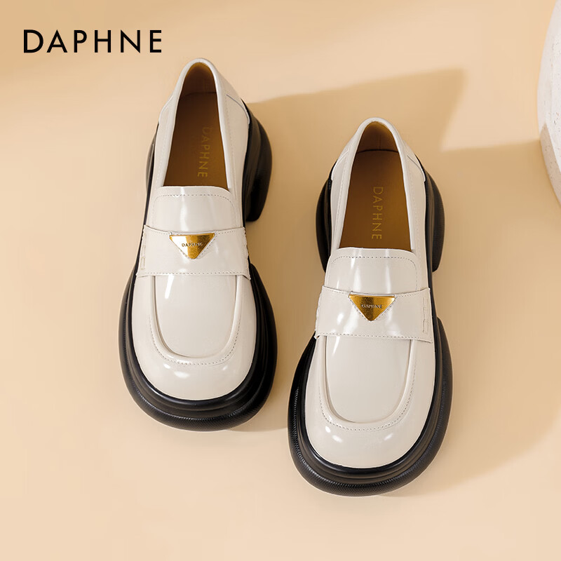 达芙妮厚底乐福鞋女2025新款秋季增高百搭单鞋女复古英伦风jk小皮鞋LP 米白色  【6.5CM厚底】 37 京东折扣/优惠券