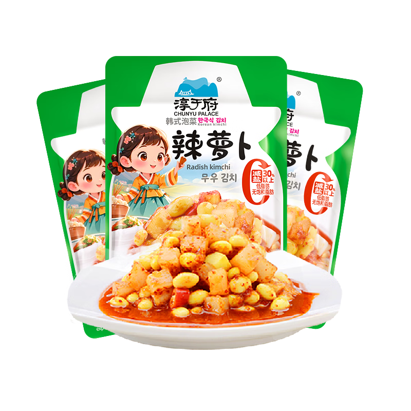 淳于府辣萝卜80g*3袋 韩式风味泡菜开胃下饭菜即食咸菜配粥酱腌菜特价