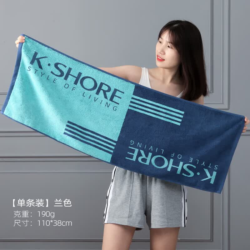 金号运动毛巾吸汗健身房跑步篮球加长纯棉擦汗冰冷感速干100全棉吸水 （7A抗菌独立包装/基础款）蓝色 1条