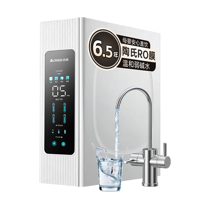 志高云净3.0净水器通用滤芯家用加热直饮机一体机陶氏RO反渗透厨房专用台下用净水机净水器管线机套装 【陶氏RO】800G净水器+双出水