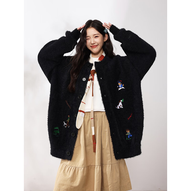 MANYSTON美式重磅毛衣外套男款秋冬季潮牌休闲情侣针织开衫青少年上衣 黄色 S