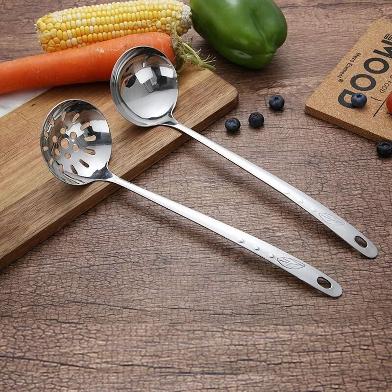金汤银饺316不锈钢汤勺盛汤喝汤一体火锅勺套装汤漏勺加大号长柄勺子家用 汤勺+漏勺两件套