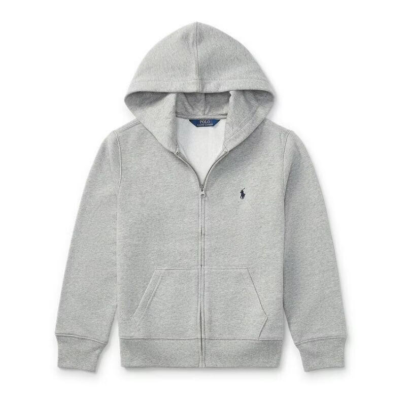 FAME RALPH LAUREN保罗美国潮牌连帽拉链开衫秋冬款卫衣小马刺绣款男女外套外穿 灰色拉链(黑小马) 3XL