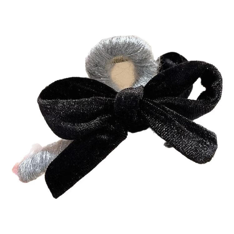 黑色丝绒蝴蝶结抓夹女气质后脑勺鲨鱼夹2025新款高级感发夹子头饰 2个#酒红+蓝色