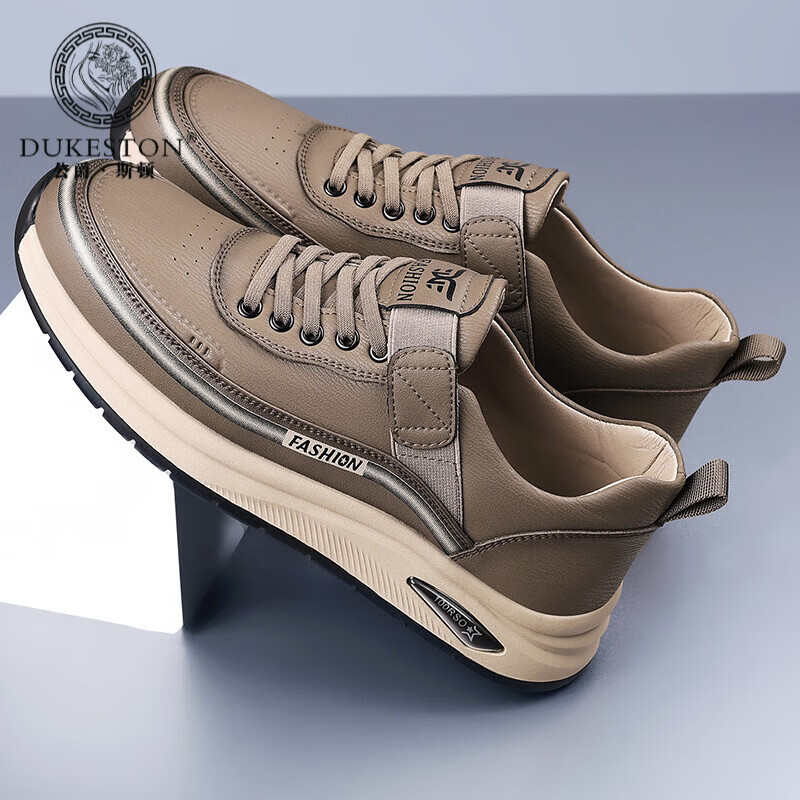公爵斯顿 DUKESTON轻奢男鞋复古厚底休闲鞋新款防滑运动百搭时尚户外徒步耐磨潮流 黑色 41 标准皮鞋尺码