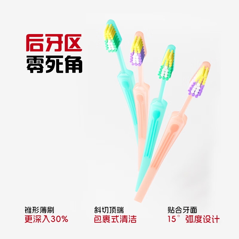 美可中毛牙刷家庭装成人学生高档锥形牙刷硬毛牙刷 中毛 8支